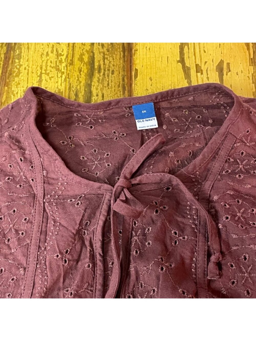 Old Navy Embroidered Eyelet Lace Babydoll Peplum Top Sz 3X Boho Festival - Picture 3 of 8